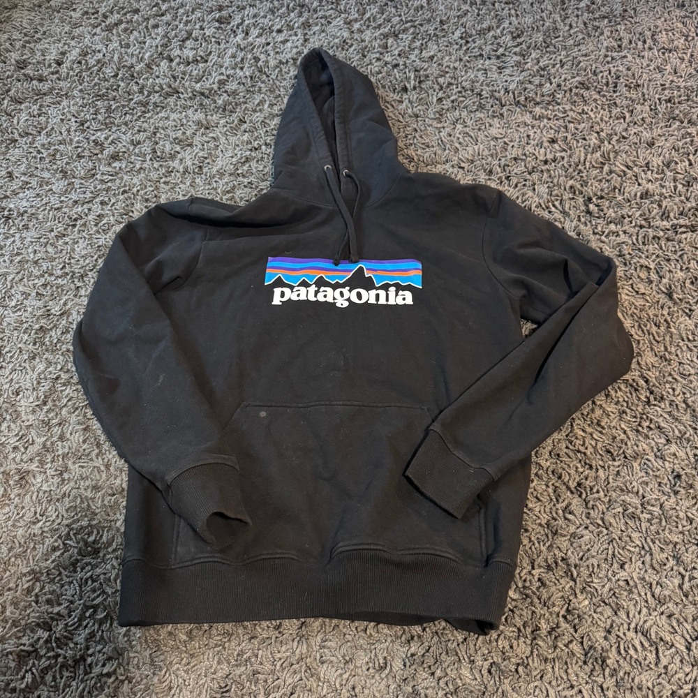 Patagonia Men's Black Logo Graphic Hoodie Sweatshirt Pullover Medium‎